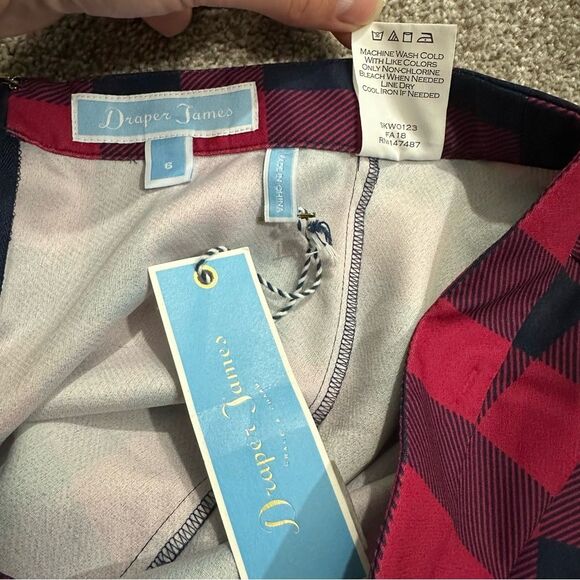 Draper James Buffalo Checkered Collection Pleated Midi Skirt NWT Size 6 Red - Picture 9 of 15